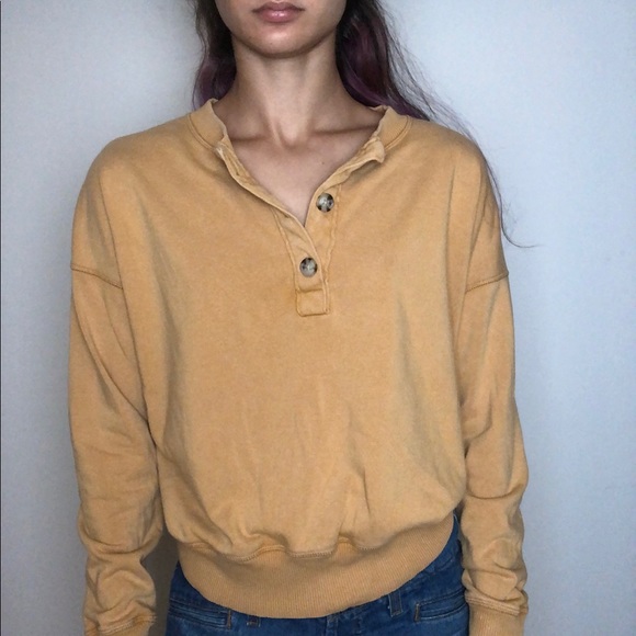 American Eagle Mustard Yellow Button Up Sweater! - Picture 1 of 5